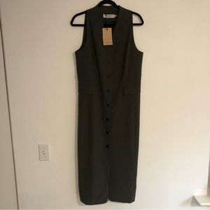 NWT MM Lafleur Cassandra 1.0 Dress (Origami Tech) in Olive Women’s Size 12